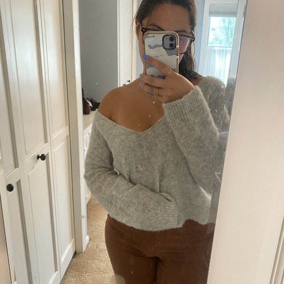 Wool Off the Shoulder Free People Sweater - Picture 1 of 4